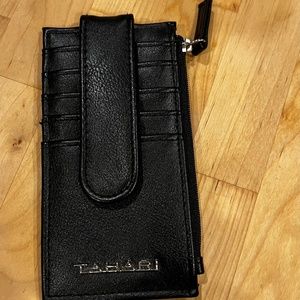 Tahari black leather card wallet